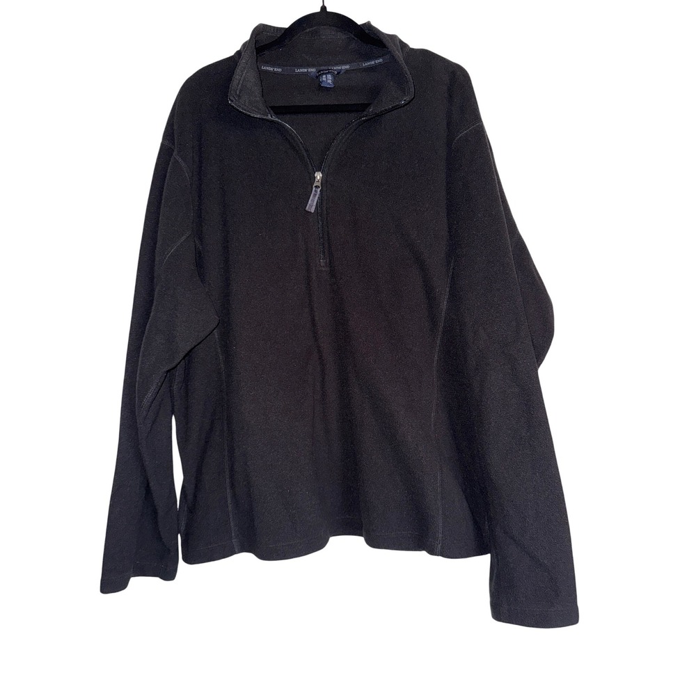 Lands' End XXL Womens Pullover Fleece‎ Quarter Zip Warm Comfortable Black